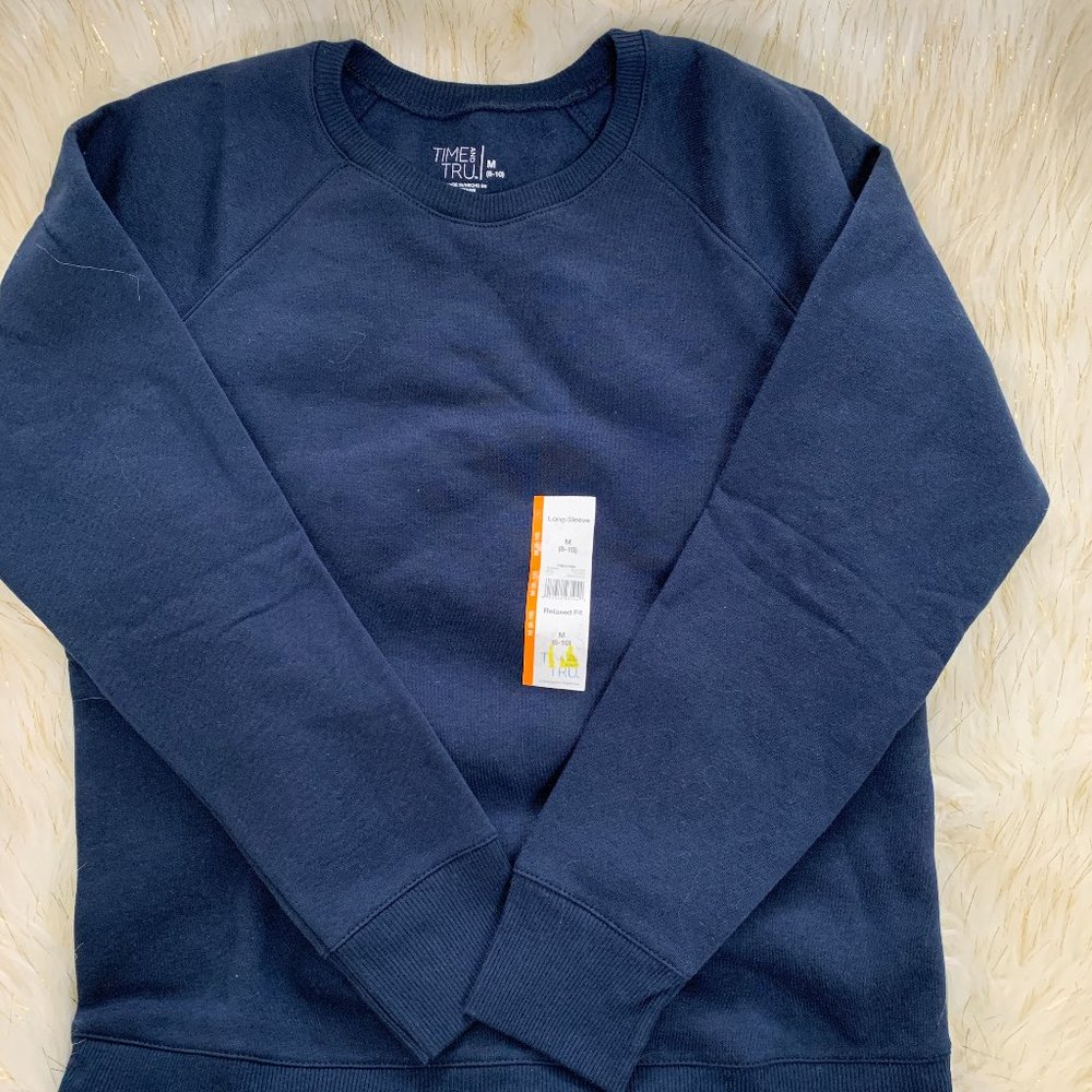 Time and Tru  Fleece Crew Blue Cove Sweatshirt M